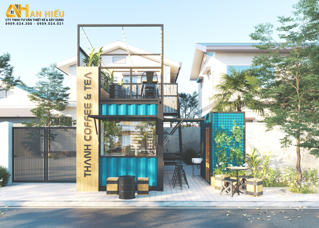 Thiết kế quán cafe container tối ưu chi phí và mặt bằng