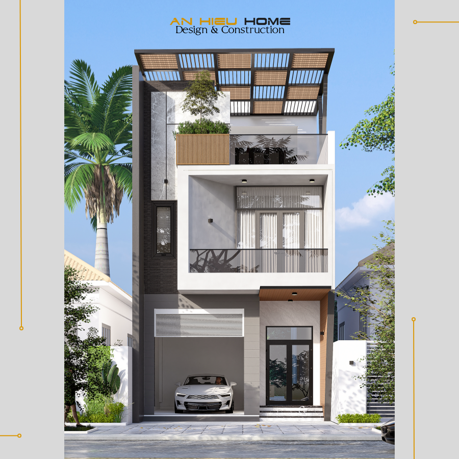 Nhà phố hiện đại 1 trệt 2 lầu có gara